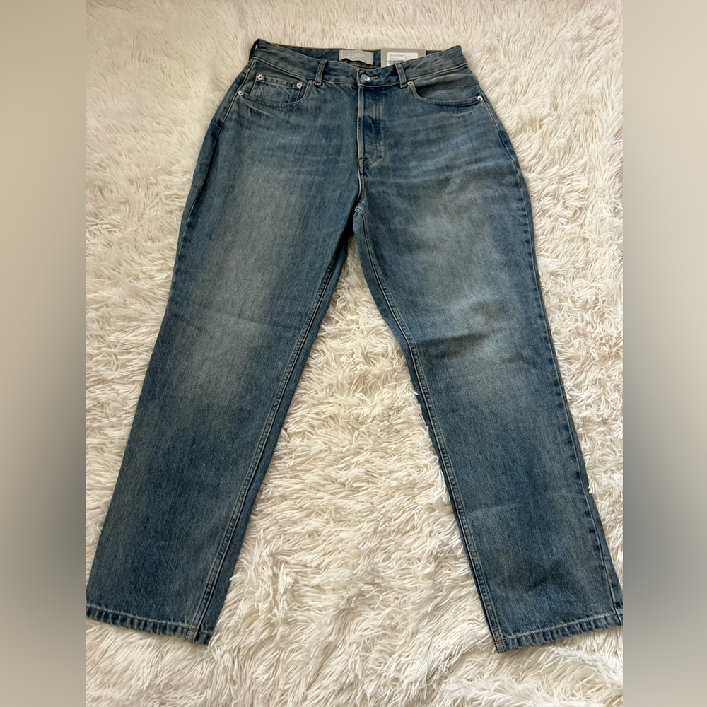 Everlane Curvy ‘90s Cheeky Straight Jeans in Faded Blue Denim